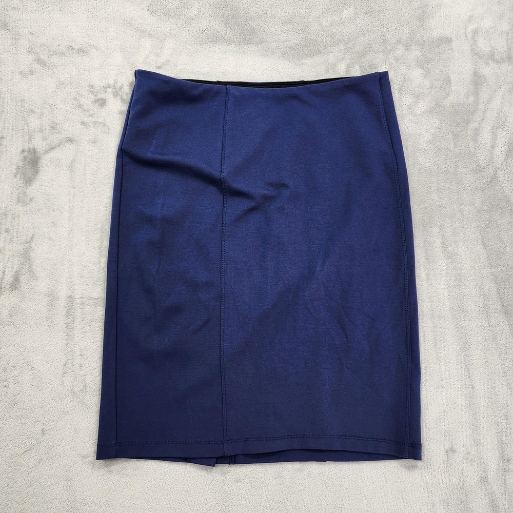 Liverpool Skirt Womens 8P PETITE Blue Knit Pencil Lined Pull On Stretch Office
